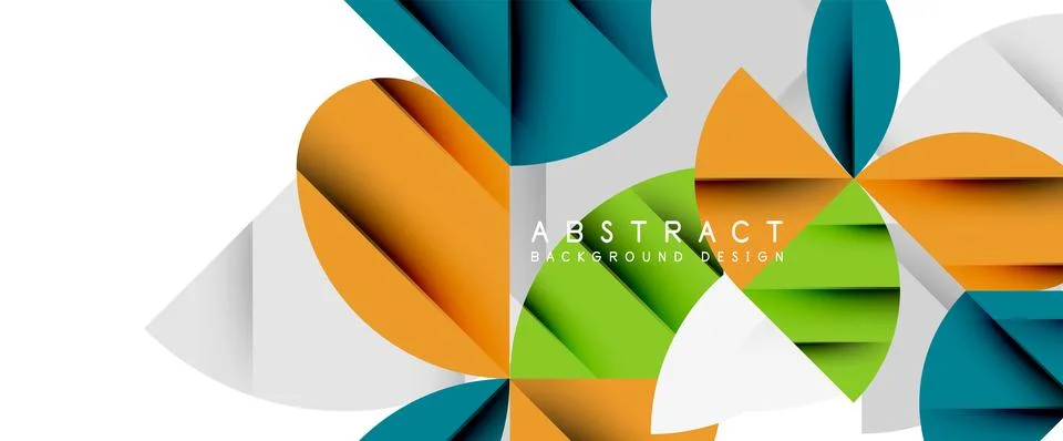 Minimal geometric elements on white. Petals, round triangles, star Stock Illustration