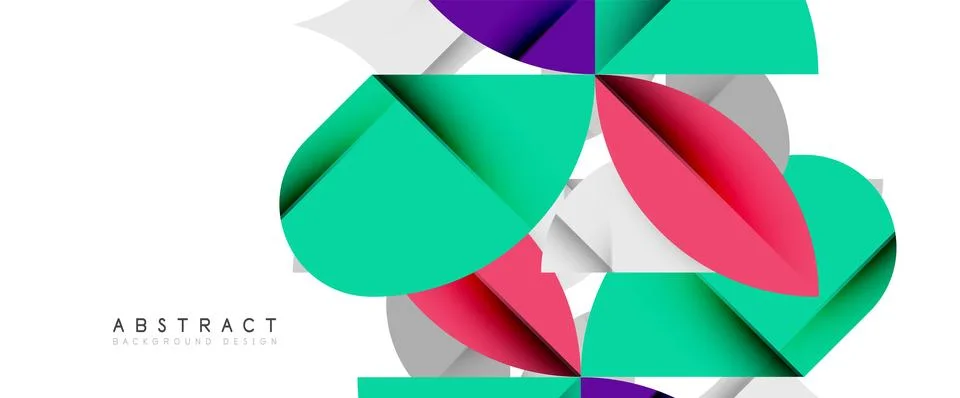 Minimal geometric elements on white. Petals, round triangles, star Stock Illustration