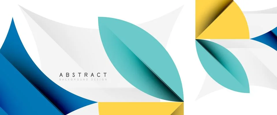Minimal geometric elements on white. Petals, round triangles, star Stock Illustration