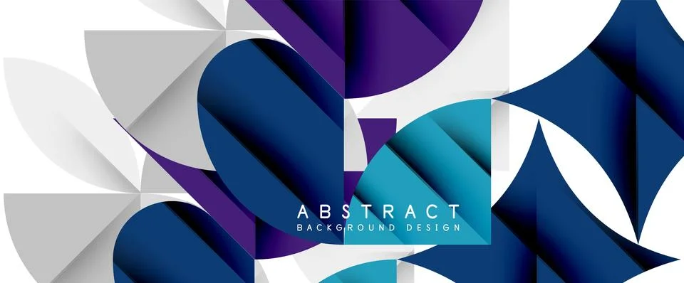 Minimal geometric elements on white. Petals, round triangles, star Stock Illustration