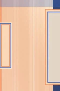 Minimal geometric frame design in peach and blue with soft lines and layere.. Stock Illustration