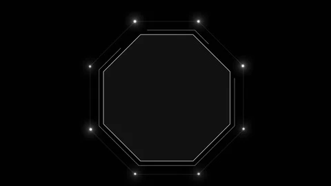 Minimal geometric octagon frame glows fine outlines nodes spacious dark center. Stock Footage 340556176