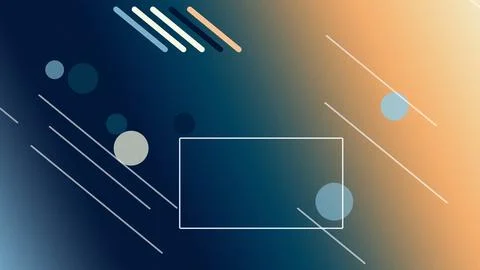 A minimal geometric rectangle frame sits among floating circles and diagona.. Stock Illustration