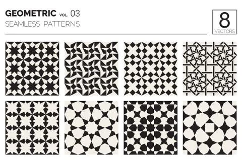 Minimal geometric seamless patterns set Stock Illustration