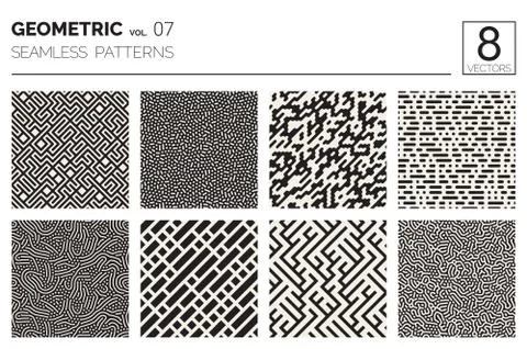 Minimal geometric seamless patterns set Stock-Illustration