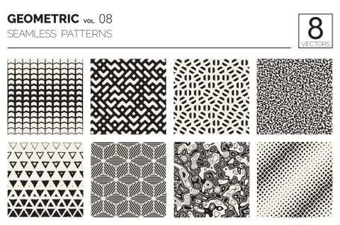 Minimal geometric seamless patterns set Stock Illustration