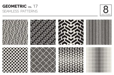 Minimal geometric seamless patterns set Illustrazione stock