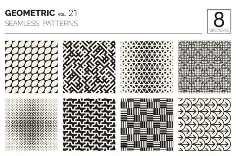 Minimal geometric seamless patterns set Stock Illustration