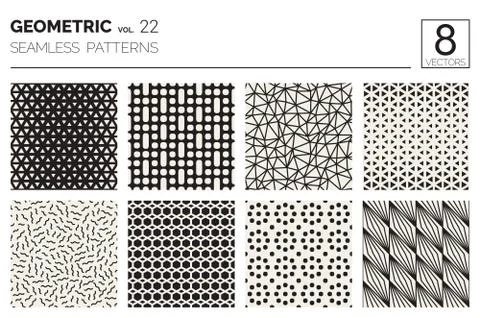 Minimal geometric seamless patterns set Stock Illustration