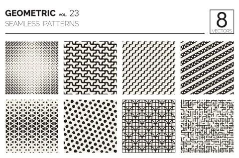 Minimal geometric seamless patterns set Stock Illustration
