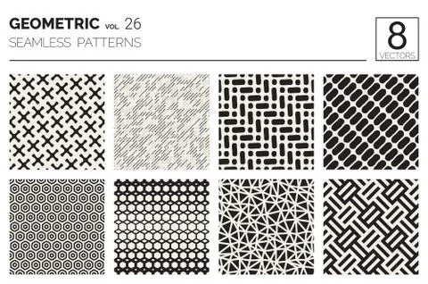 Minimal geometric seamless patterns set Stock Illustration