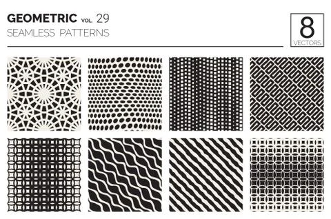 Minimal geometric seamless patterns set Stock Illustration