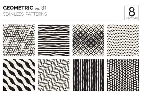 Minimal geometric seamless patterns set Stock Illustration