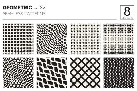 Minimal geometric seamless patterns set Stock Illustration