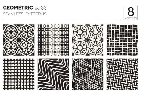 Minimal geometric seamless patterns set Stock Illustration