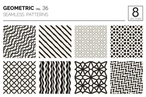 Minimal geometric seamless patterns set Stock Illustration
