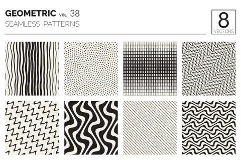 Minimal geometric seamless patterns set Illustrazione stock