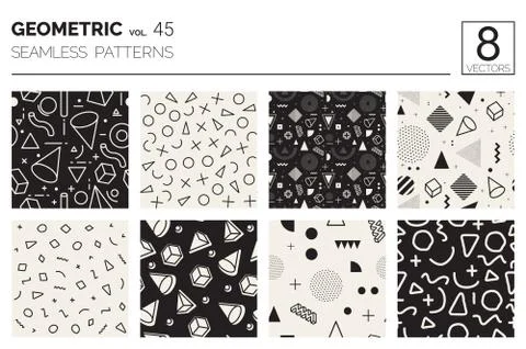 Minimal geometric seamless patterns set Stock Illustration