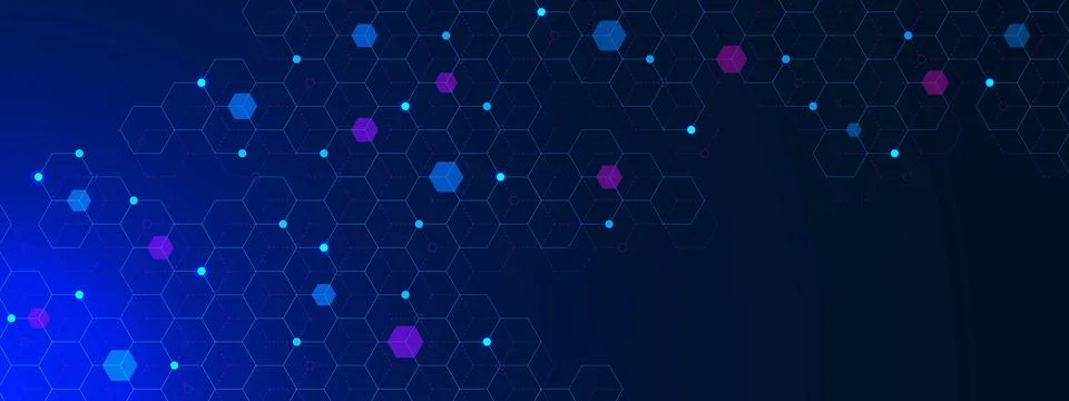 Minimal geometric shape with hexagons pattern and glowing particle Stock Illustration