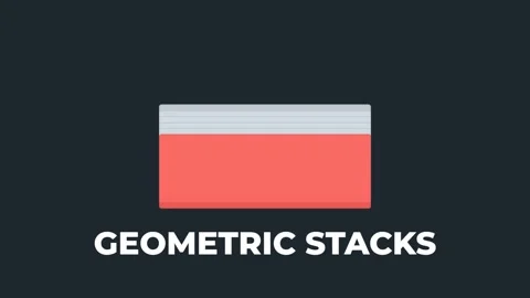Minimal geometric stack graphic on solid dark background Stock Footage 337655715