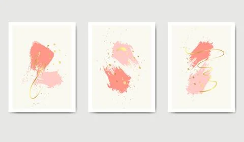 Minimal Ggold splash abstract wall arts vector collection Stock Illustration