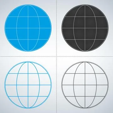 Minimal globe icon design set, blue and black version 스톡 일러스트