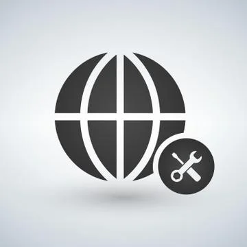Minimal globe icon with tools in circle, vector illustration イラスト素材