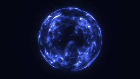 Minimal glowing blue sphere with smooth energy texture, futuristic digital or Stock Illustration