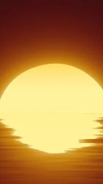 Minimal glowing golden sunset with a soft reflection over a calm horizon Stock Illustration