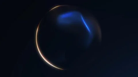 Minimal glowing gradient sphere with blue and orange highlights. Futuristic.. Illustrazione stock