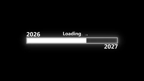 Minimal glowing loading bar moving from 2026 to 2027 animation, Loading bar.. Stock Footage 337881697