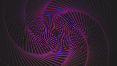 Minimal glowing neon color polygon hexagon tunnel loop swirl abstract 4k Stock Footage 321836745