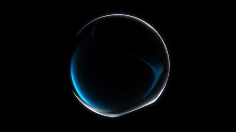 Minimal glowing orb with blue and violet neon reflections forming a clean f.. Stock Illustration