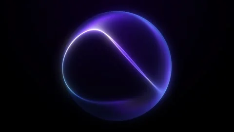 Minimal glowing sphere with smooth digital mesh. Blue indigo neon energy or.. Video stock 331039521