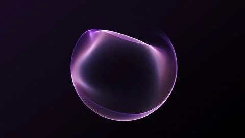 Minimal glowing sphere with soft purple and pink gradient glow on dark back.. Stock Illustration