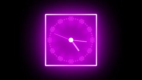 Minimal glowing timepiece speeding on black backdrop. Fast ticking glowing .. Stock Footage 313422293