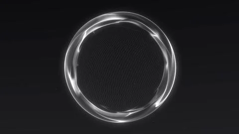 Minimal glowing white tech sphere with wireframe and fractal light effects... Stock Illustration