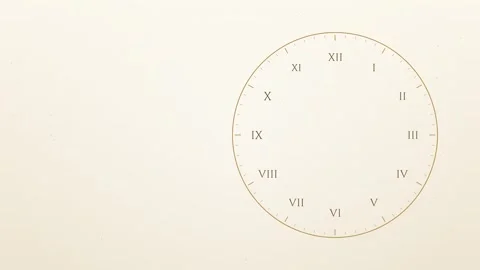 Minimal gold dial drawing itself on cream with sweeping hands and copy space Stock Footage 348645192