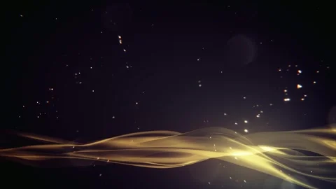 Minimal Golden Light Wave Background with Floating Spark Particles Stock Footage 329060701