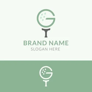 Minimal golf logo featuring a G shaped ball on a tee using green tones for .. Stock Illustration