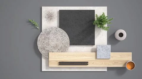 Minimal gray background with copy space, marble limestone and granite slabs,  Stock Illustration