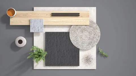 Minimal gray background with copy space, marble limestone and granite slabs,  Stock Illustration