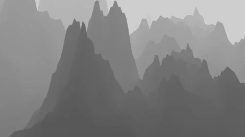 Minimal Grayscale Mountain Landscape Loop Abstract Terrain Animation Stock Footage 314956869