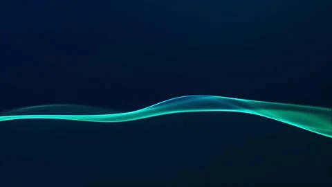 Minimal green glowing wave line with smooth digital gradient flowing across.. Stock Illustration