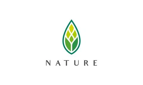 Minimal green leaf logo in abstract and modern style Stock Illustration