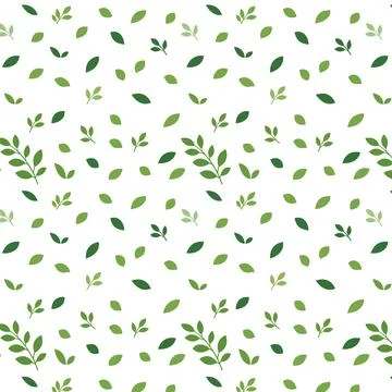 Minimal Green Leaf Seamless Pattern Background, Nature Organic Texture イラスト素材