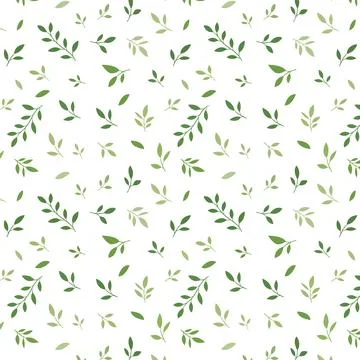 Minimal Green Leaf Seamless Pattern Background Botanical Nature Texture イラスト素材