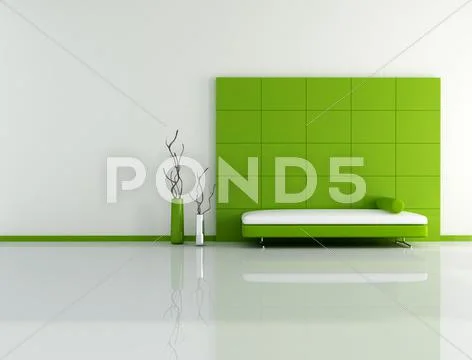 Minimal green living room Stock Illustration