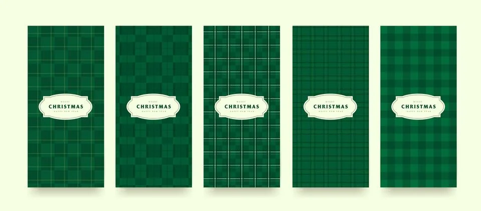 Minimal green plaid pattern background collection with elegant label design.. Stock Illustration