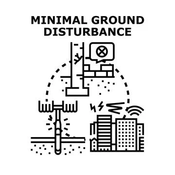 Minimal ground disturbance construction drilling and urban impact reduction Illustrazione stock